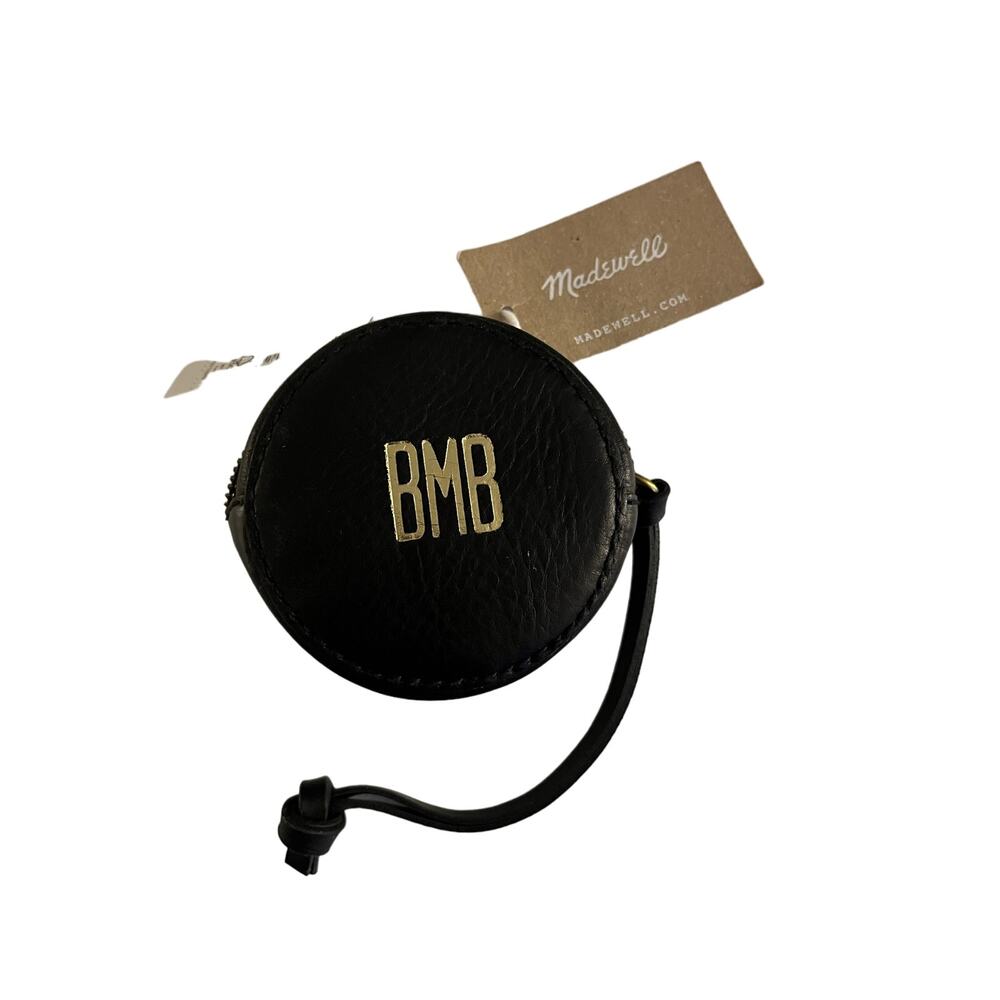New Madewell black leather coin wristlet